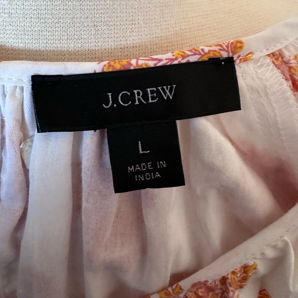 J. Crew Cotton Smocked-Waist Mini Dress Gathered Floral Block Print Large NWOT - Picture 9 of 16